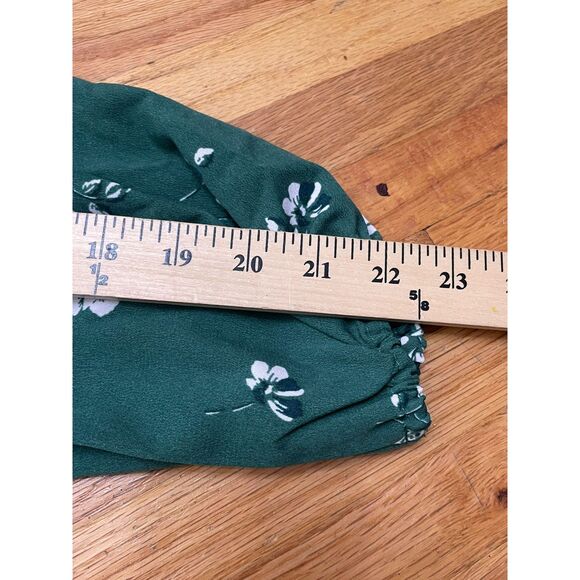 Abercrombie & Fitch Women's Dress Mini Boho Peasant Smock Ruched S Green Floral - Picture 7 of 9